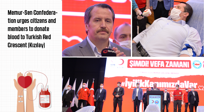 Memur-Sen Confederation urges citizens and members to donate blood to Turkish Red Crescent (Kızılay)